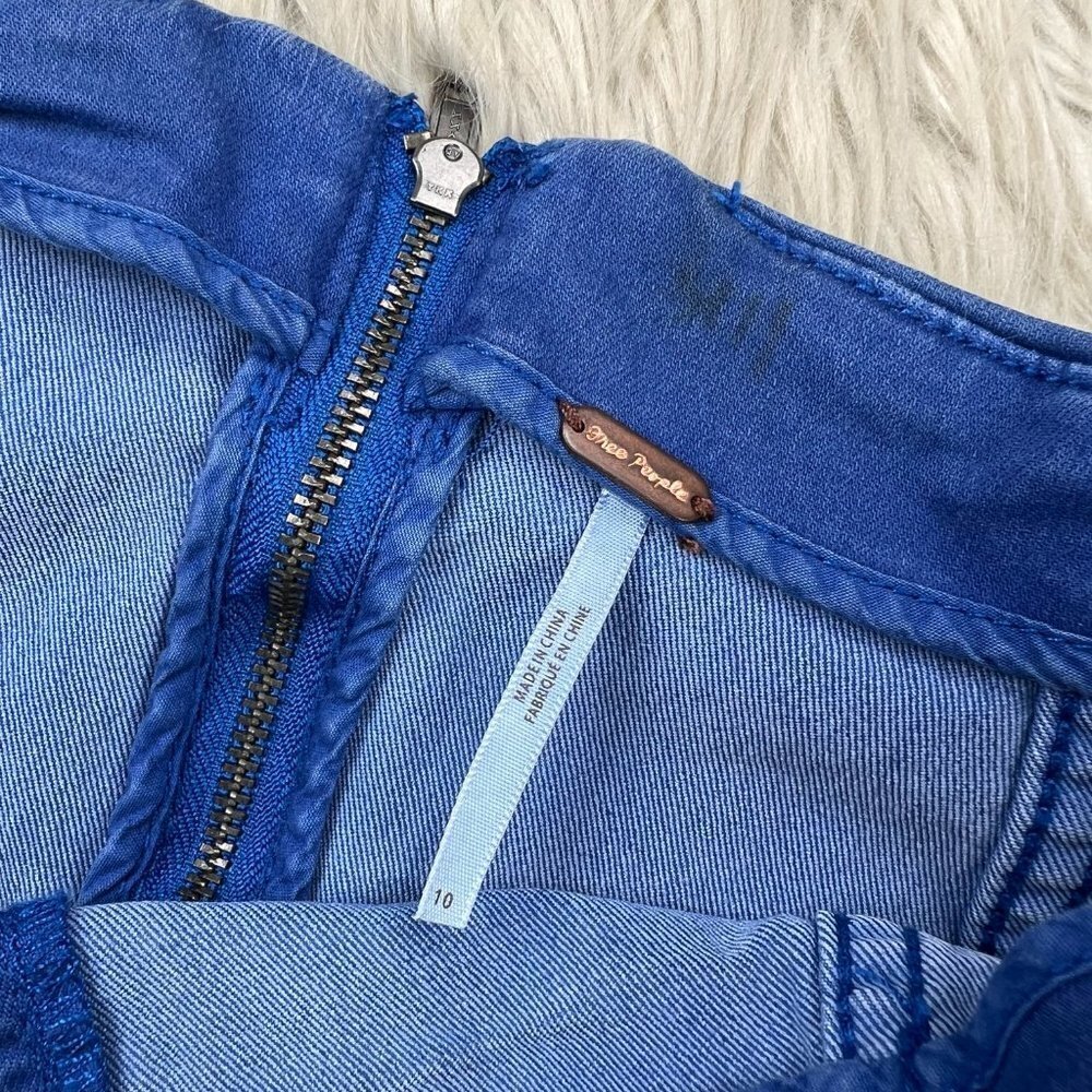 Free People Women's Blue Fitted Pencil Mini Skirt - Picture 2 of 6